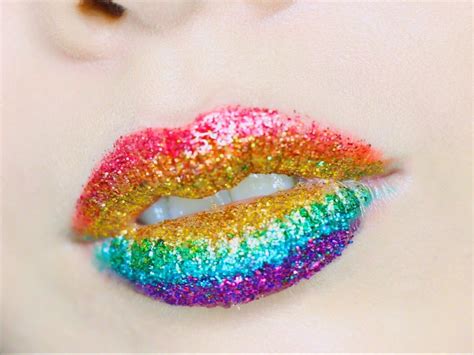 Rainbow Glitter Lips Glitter Rainbow Makeup Lips Glitter Lips