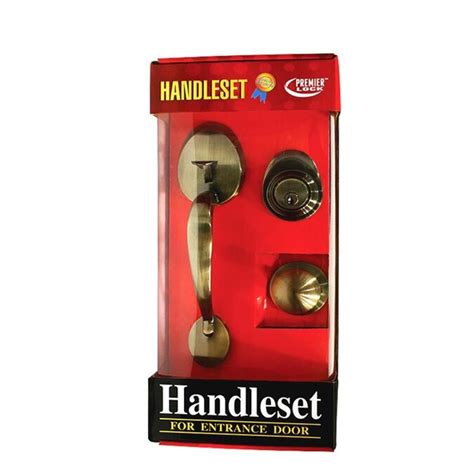 Grip Tight Tools Antique Brass Single Cylinder Door Handle Set With
