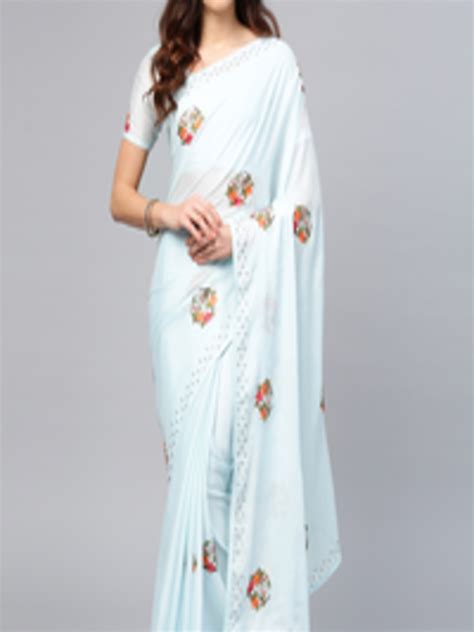 Buy Saree Mall Blue Embroidered Saree Sarees For Women 7998563 Myntra