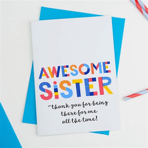 Awesome Sister All Purpose Personalised Card By A Is For Alphabet