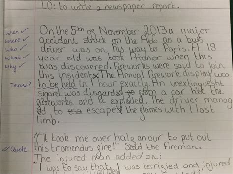 This article also summarizes the information at the end and. Amazing work...: Y5 - Newspaper Report Writing