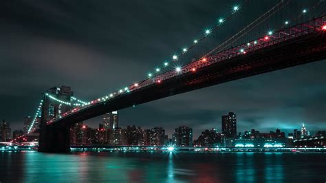 Brooklyn Bridge At Night 4k Ultra Hd Wallpaper Background Image