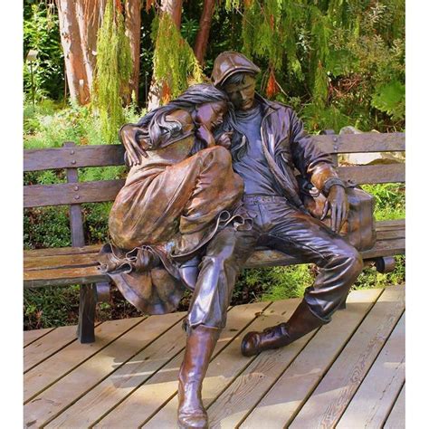 Famous Sculptor George Lundeen Park Bench Bronze Couple Sculpture