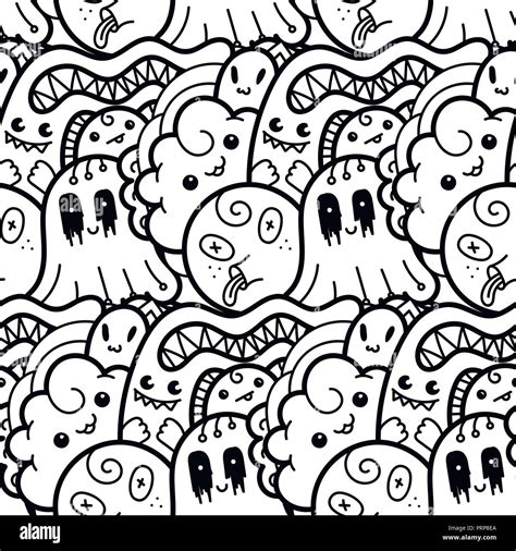 Printable Cute Doodle Monster Coloring Pages Classifi