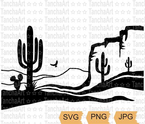 Western Desert Landscape SVG Arizona Desert SVG Cactuses Etsy