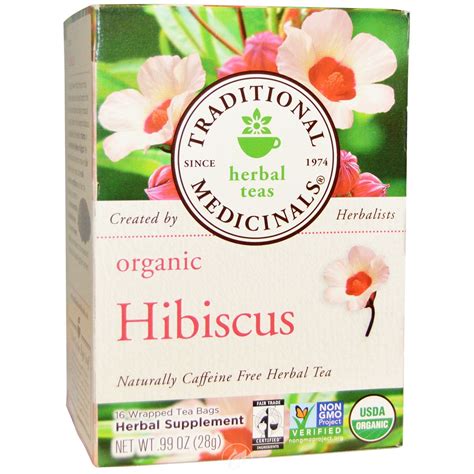 Organic Hibiscus Tea 16 Bags By Traditional Medicinals Teas Pack Of 2