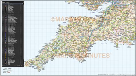 South West England County Road And Rail Map At 750k Scale In