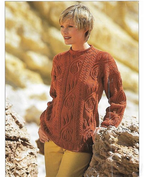womens cable sweater knitting pattern pdf ladies leaf pattern etsy uk Винтажное вязание