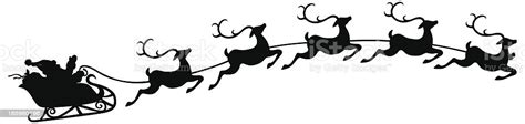 Santa And Sleigh With Flying Reindeer Stock Illustration Download