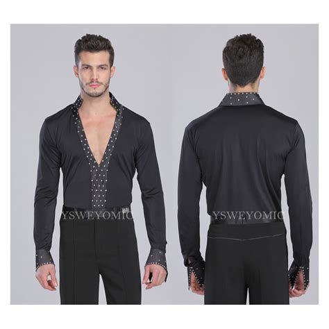 Male Ballroom Dance Suit Top Latin Dance Shirt Mens Shirts Training Clothes Modern Rumba Cha Cha