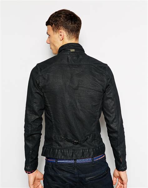 lyst g star raw g star denim jacket new riley slim 3d dark aged zip front in black for men