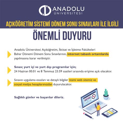 Anadolu üniversitesi açıköğretim sistemi hakkında. Anadolu Üniversitesi Açıköğretim sınavları internet ...