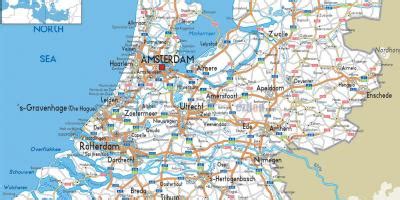 Detailed map of netherlands with cities and towns. Holland road map - mapa de Carreteras de Holanda (Europa Occidental - Europa)