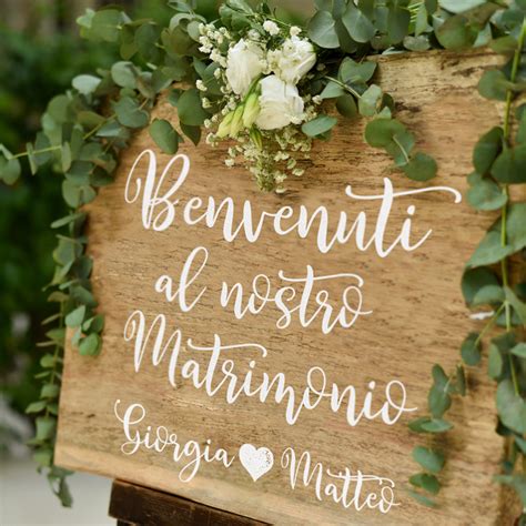 Cartello Di Benvenuto Personalizzato Con Scritta E Nomi Insegna Matrimonio Country Chic Olallà