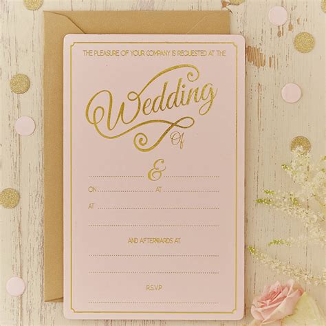 Pastel Pink And Gold Foiled Wedding Invitations By Ginger Ray