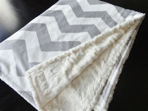 Choose Your Size Minky Blanket Silver Chevron By Babyforeveryoung