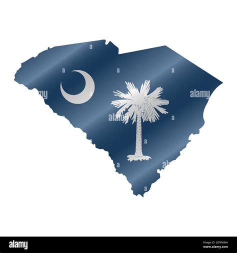 Waving Flag Map Of South Carolina Vector Illustration Stock Vector