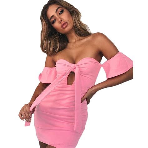 Sexy Off Shoulder Strapless Ruched Summer Dress Women Bow Knot Backless Mini Dress Short Sleeve