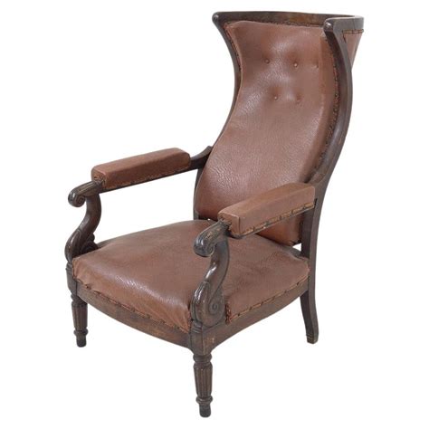 Antique French Armchair In Original Painted Finish And White Linen At