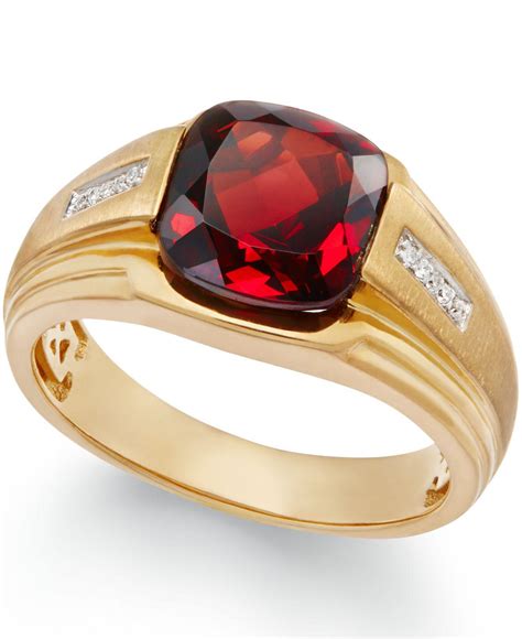 Macys Mens Garnet 5 Ct Tw And Diamond Accent Ring In 10k Gold In