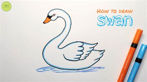 How To Draw A Swan Easy Step By Step Swan Drawing Tutorial Youtube