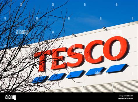 Tesco Supermarket Sign Logo At Weston Favell Stock Photo Alamy