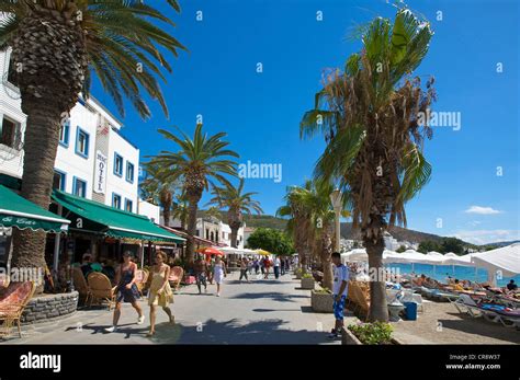 Promenade In Turgutreis Near Bodrum Turkish Aegean Coast Turkey Stock
