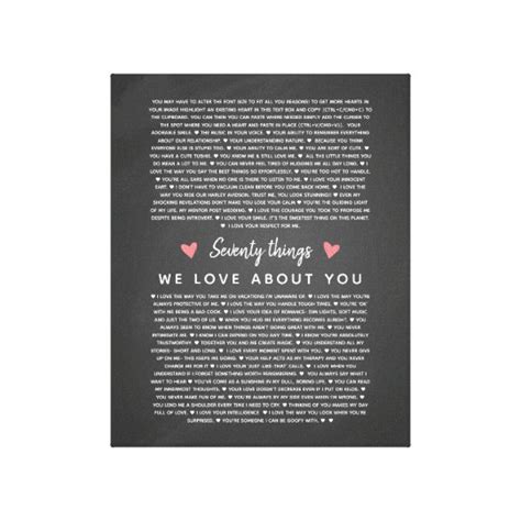 70 Reasons Why We Love You Birthday T For Him Canvas Print Uk