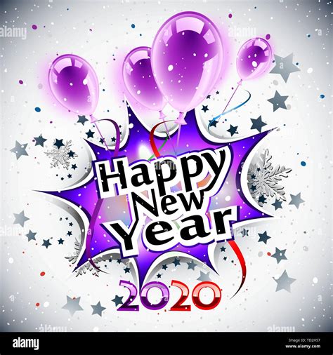 Feliz Año Nuevo 2020 Tarjeta De Felicitación Púrpura Imagen Vector De Stock Alamy