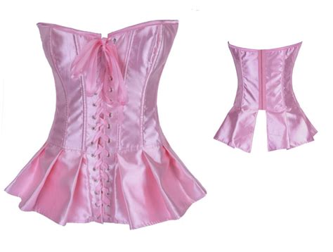 Pink Satin Corset Corsets For Women Sexy Ladies Corset Overbust Pure Thin Lace Up Back Corset