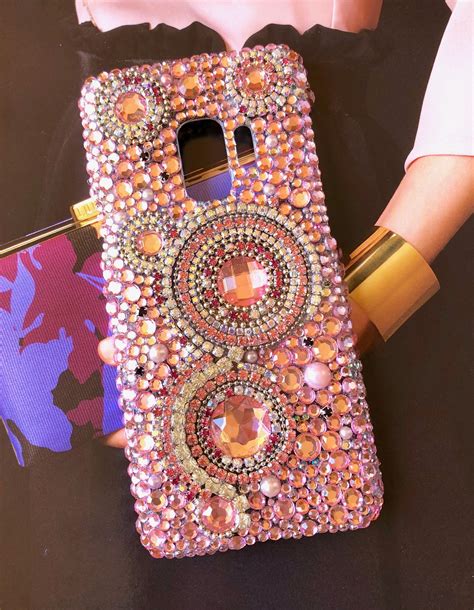 Rhinestone Phone Case Pink Bling Phone Case Rhinestone Etsy Pink