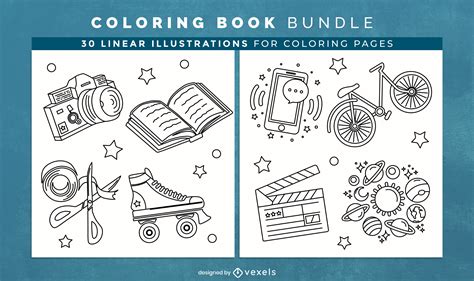 Hobby Elements Coloring Book Design Pages Vector Download