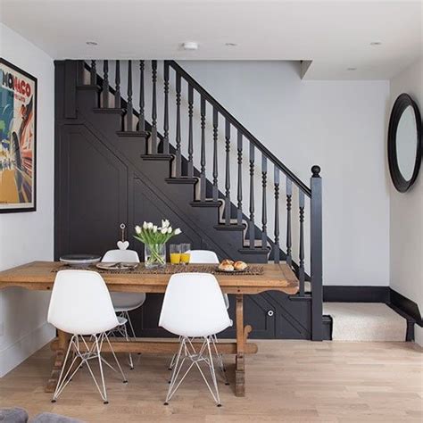 Monochrome Dining Room Decorating Ideal Home Stairs In Living