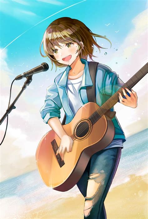 Oceanic Guitar Cool Anime Girl Kawaii Anime Girl Anime Art Girl