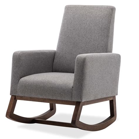 Belleze Modern Rocking Chair Upholstered Fabric High Back Armchair