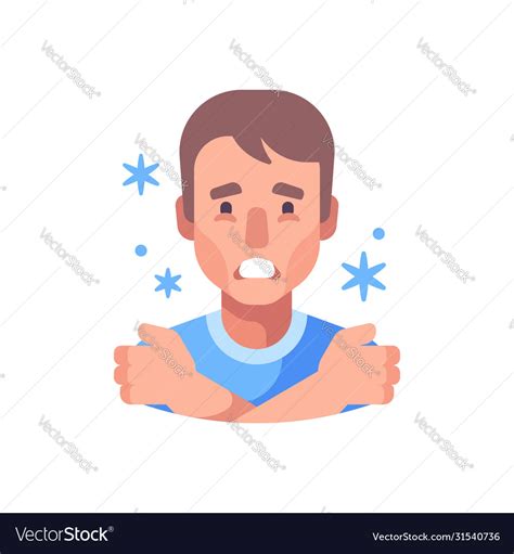 Chills Flat Man Feeling Cold And Shivering Vector Image