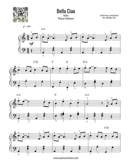 bella ciao [easy] sheet music sheet music to download and print