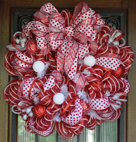 Shopping Now Merry Christmas Red And Green Striped Wreath Handmade Deco