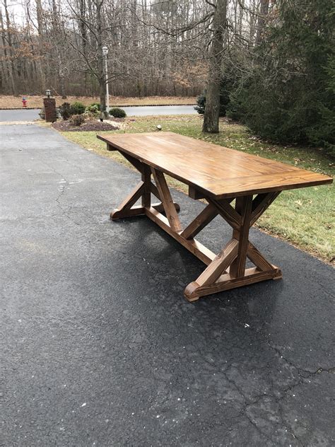 Also, they work well in small spaces since they appears to be taking less space because of their height and shape. Counter Height XBase Trestle Farmhouse Table