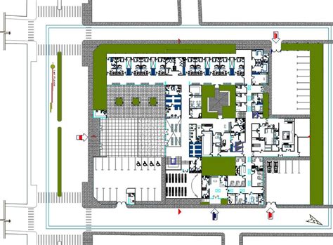 General Multi Level Hospital Building Floor Plan Cad Drawing Sahida