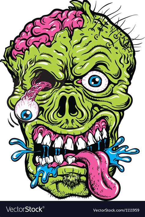 Detailed zombie head Royalty Free Vector Image