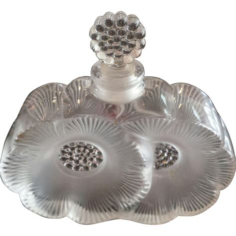 Vintage Lalique Crystal Deux Fleurs Perfume Bottle From
