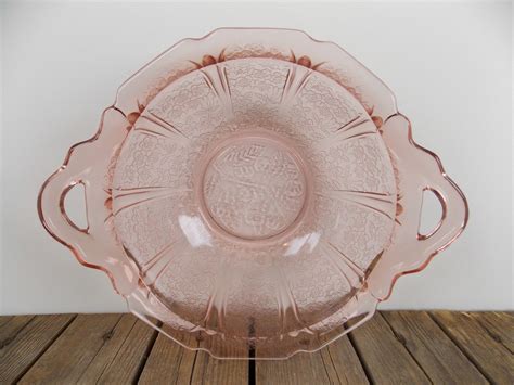 Vintage Pink Depression Glass Jeanette Cherry Blossom Open Handle Serving Bowl Antique Price
