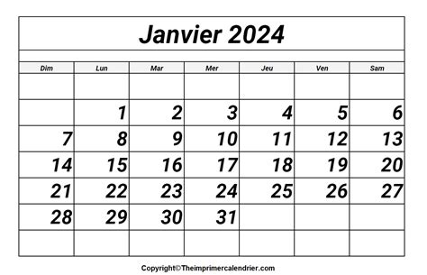 Calendrier 2024 Janvier The Imprimer Calendrier
