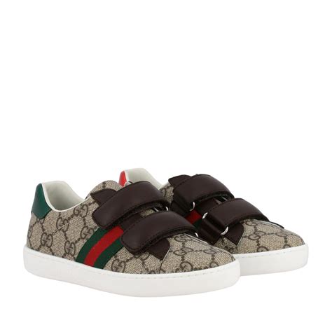 Gucci New Ace Sneakers In Gg Supreme Leather With Strap Buckles