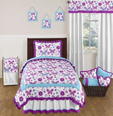 Do you think purple and turquoise comforter set seems to be great? Flower butterfly purple turquoise white girl twin bedding ...