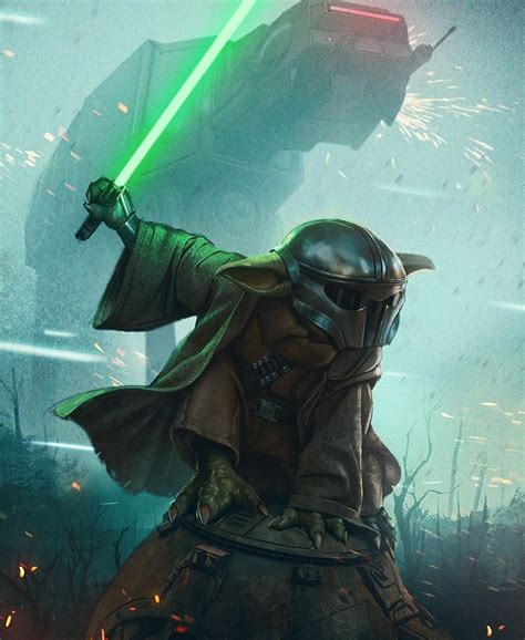 Amazing Star Wars Artwork Shows Grogu As A Mandalorian Jedi Fandom