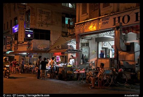 Picture/Photo: Street food stalls at night. George Town, Penang, Malaysia