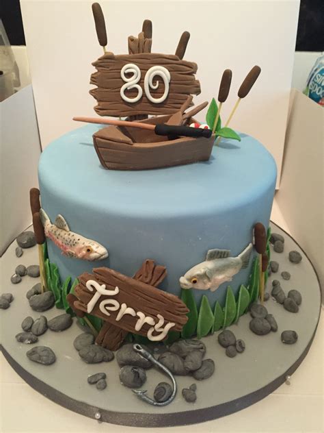 Fish Birthday Cake For Men Personalised Fishing Birthday Acrylic Cake