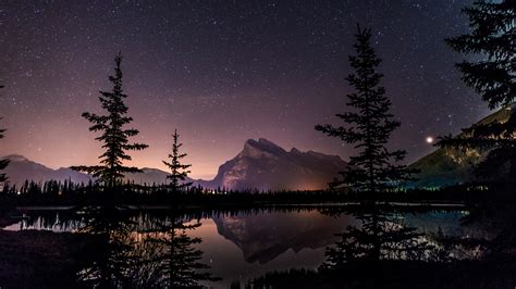 Mount Rundle Wallpaper 4k Nightscape Banff National Park